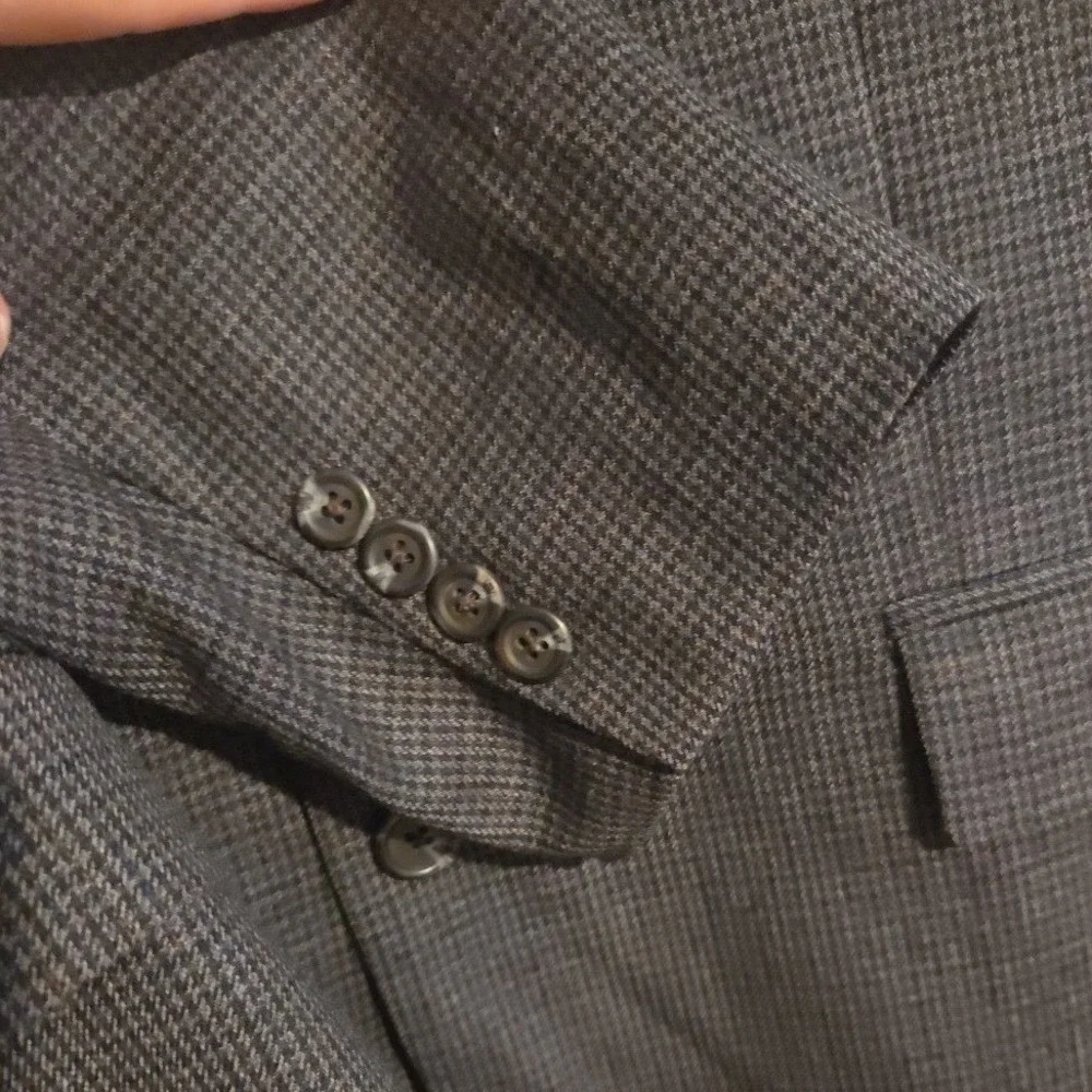 Lauren Ralph Lauren Grey Wool Micro Check Two Button Blazer Men's 41R Sport Coat